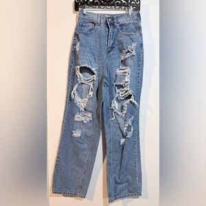 Distressed Blue Jeans